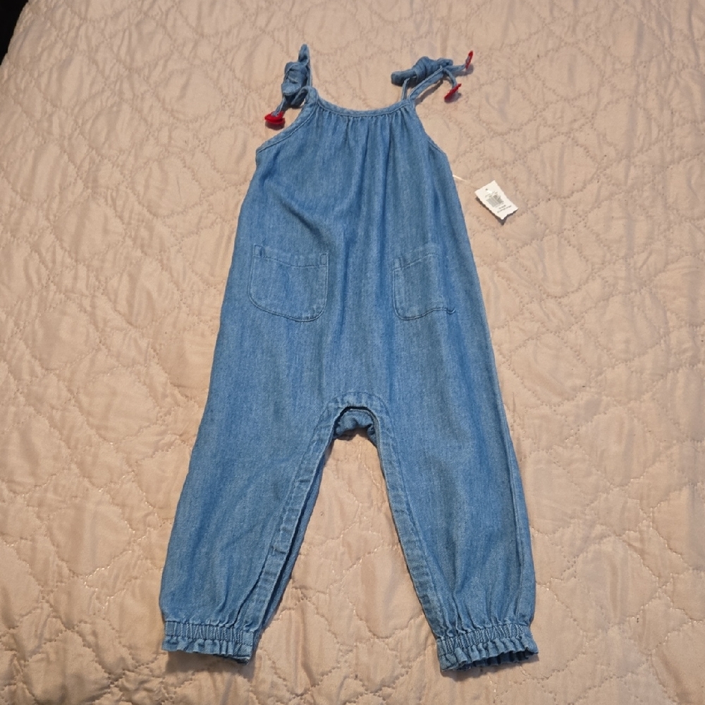 CUTE BABYGIRL SLEEVELESS LONG PANTS DENIM ROMPER